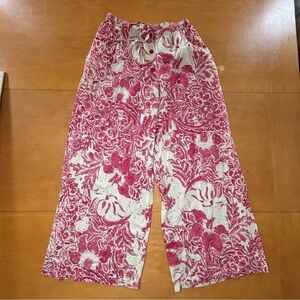 The J Petersen Co Cream Red Batik Boho Wide Leg Cottonn Casual Pajama